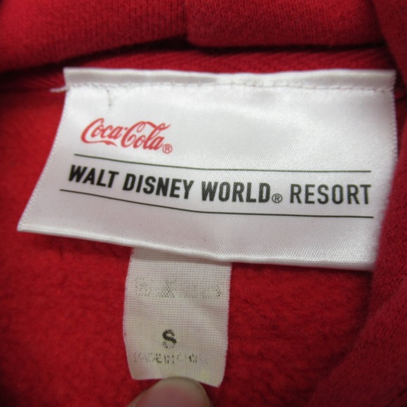 Vintage Walt Disney x Coca-Cola‎ Hoodie Unisex Small Red Fleece Collectible RARE - Picture 3 of 14